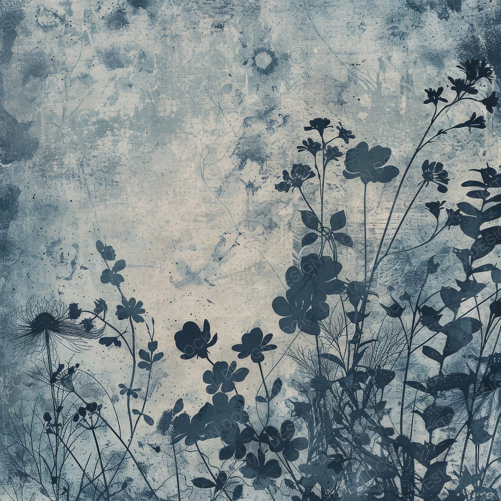 Midnight Blue Floral Background Digital Paper Pack (DDD000606)