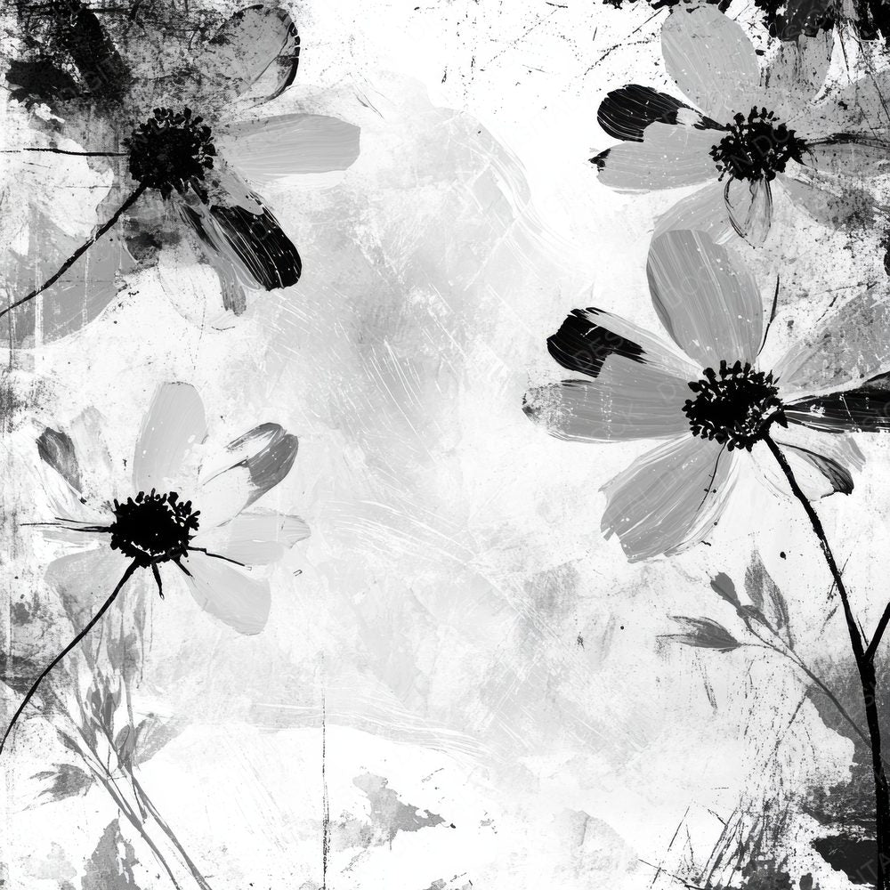 Mono Paint Florals Background Digital Paper Pack (DDD000619)