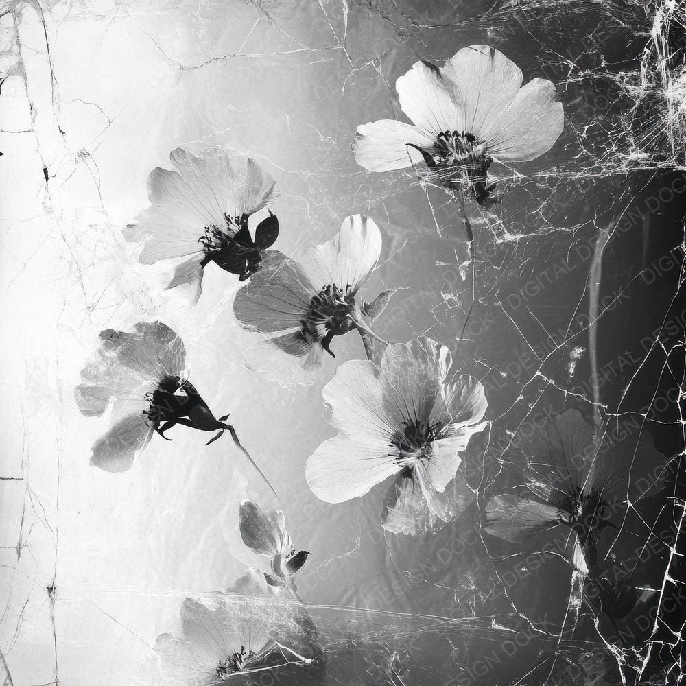 Monochrome Ghost Petals Background Digital Paper Pack (DDD000622)