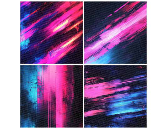 Preview layout showing Neon Motion Blur papers arranged as background pages for junk journals and mixed media crafts