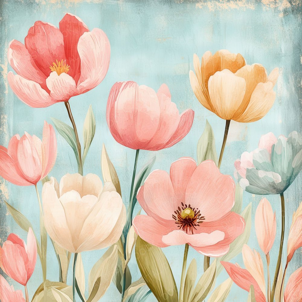 Pastel Bloomscape Background Digital Paper Pack (DDD000665)