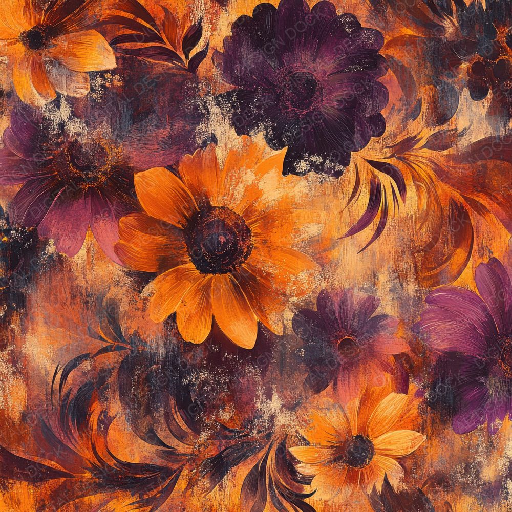 Psychedelic Smudge Florals Background Digital Paper Pack (DDD000688)