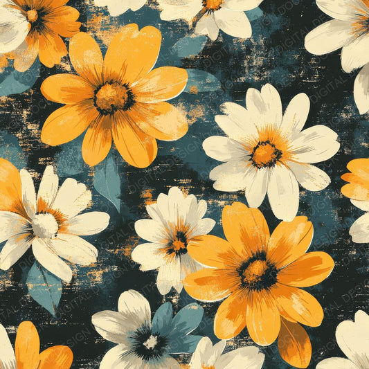 Retro Funk Florals Background Digital Paper Pack (DDD000698)