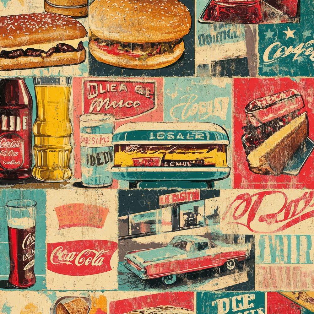 Retro Vintage Ads Background Digital Paper Pack (DDD000700)