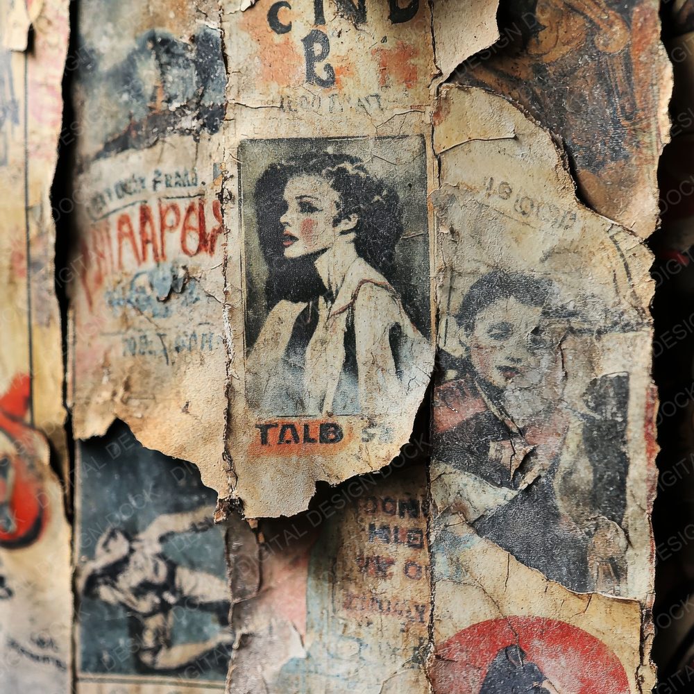 Ripped Circus Advertisements Background Digital Paper Pack (DDD000703)