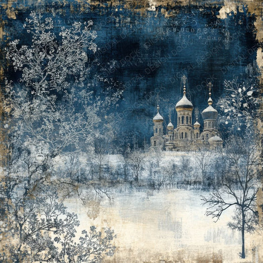 Russia Frost Background Digital Paper Pack (DDD000710)