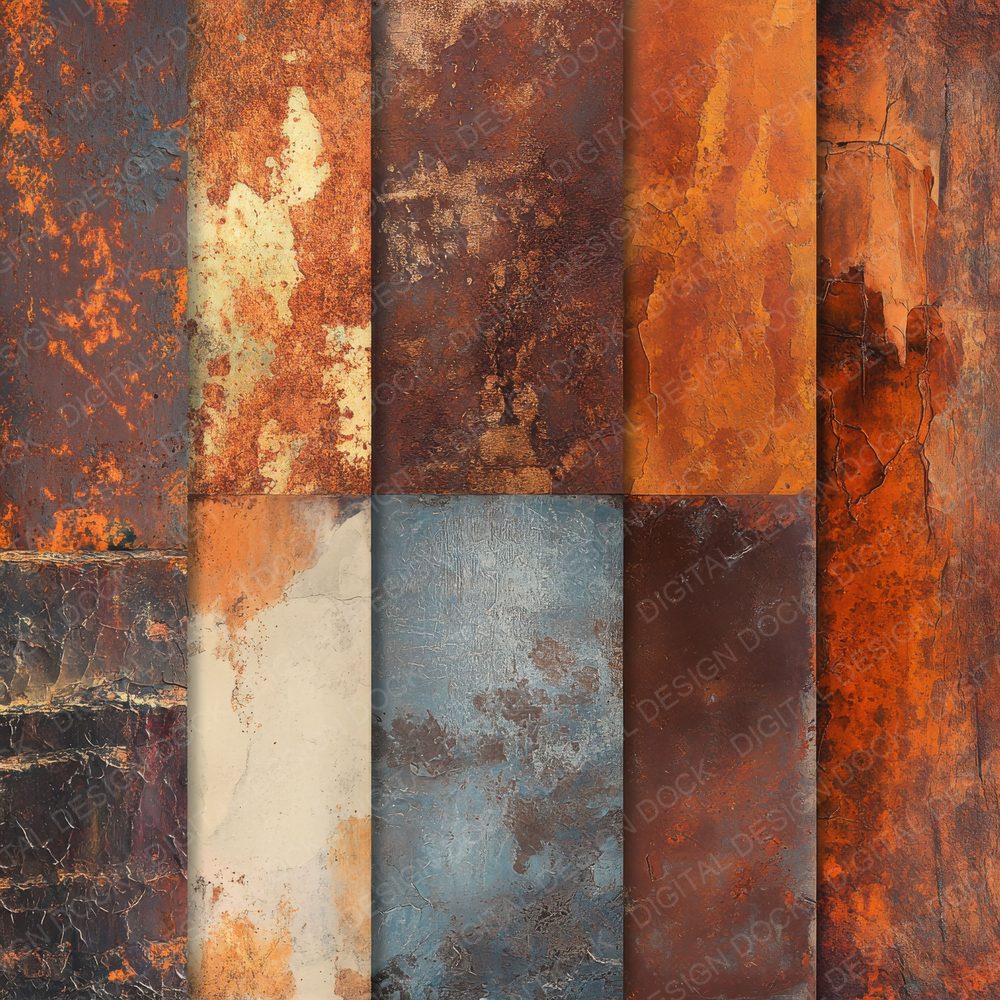 Rusted Industrial Splatter Background Digital Paper Pack (DDD000715)