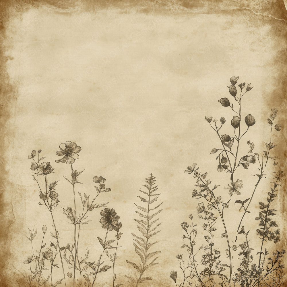 Burned Wildflower Parchment Background Digital Paper Pack (DDD000747)