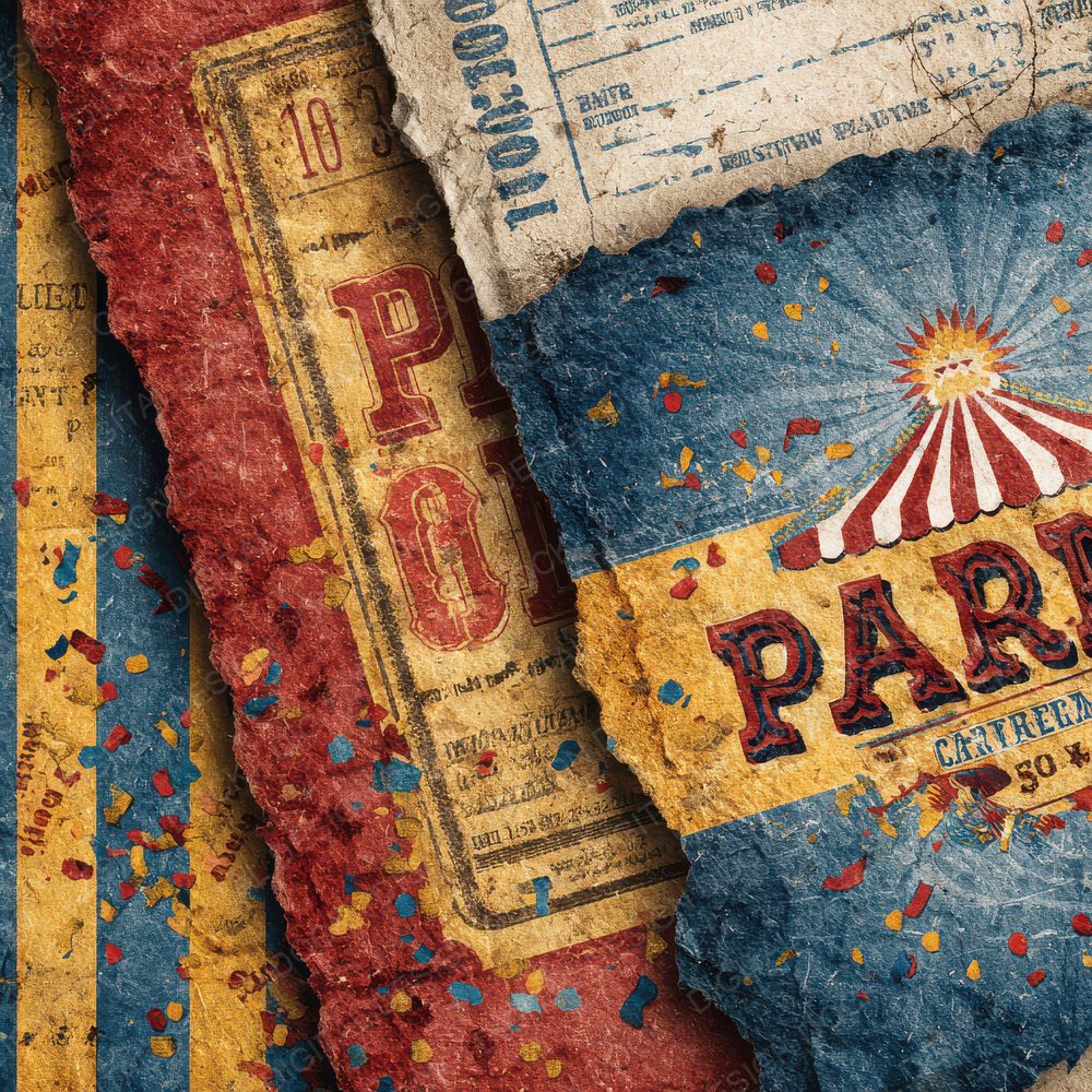 Carnival Poster Red Yellow Blue Digital Paper Pack (DDD000802)