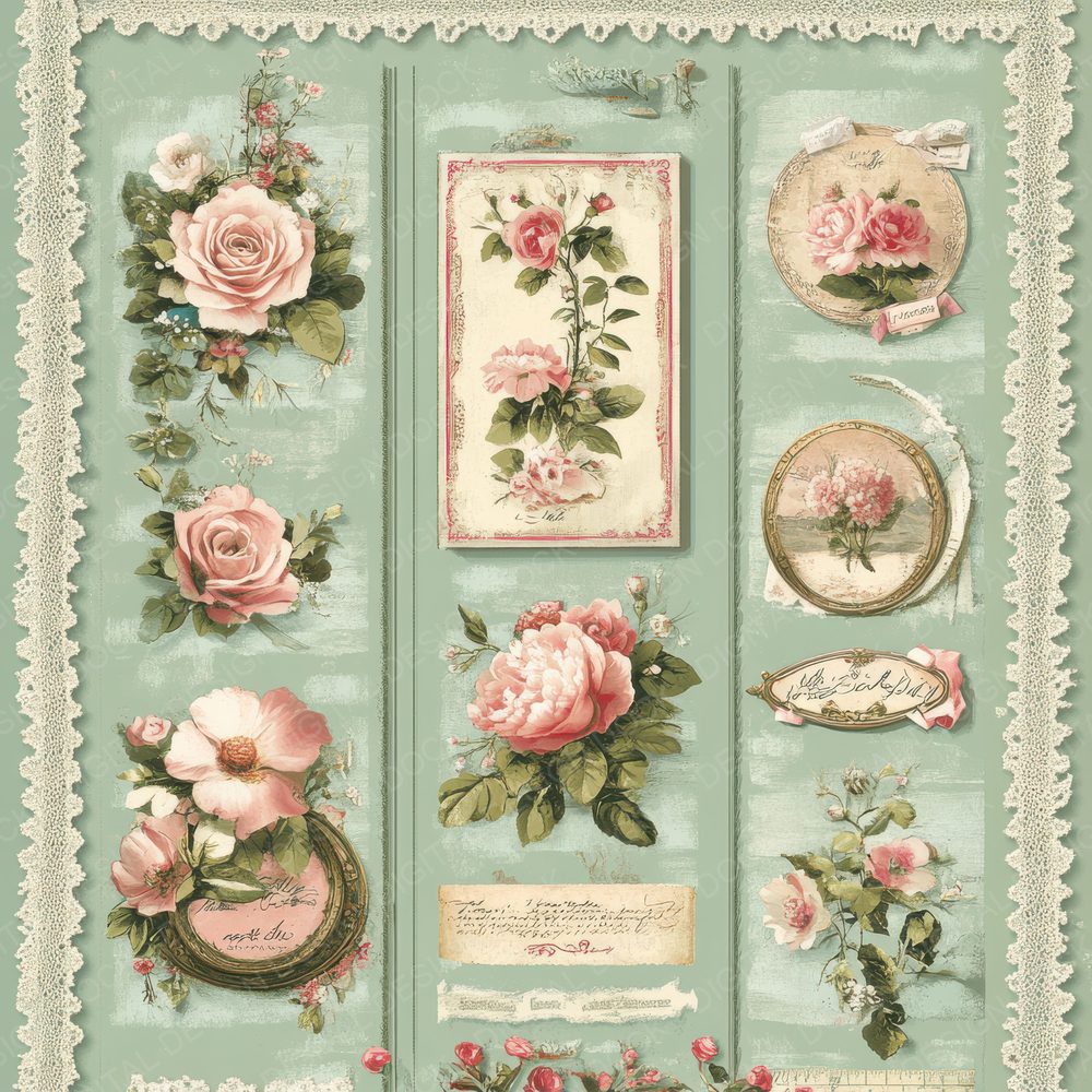 Cartouche Sewing Frame Digital Paper Pack (DDD000807)