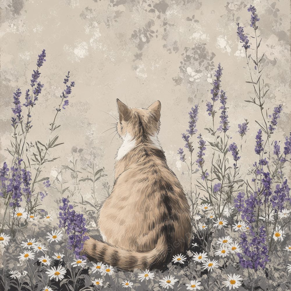 Cat Lavender Whisper Digital Paper Pack (DDD000817)