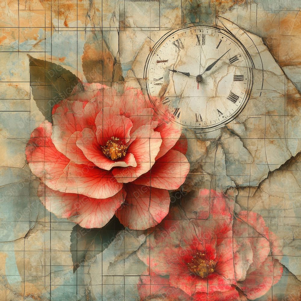 Chronotopic Camellia Clock Digital Paper Pack (DDD000956)