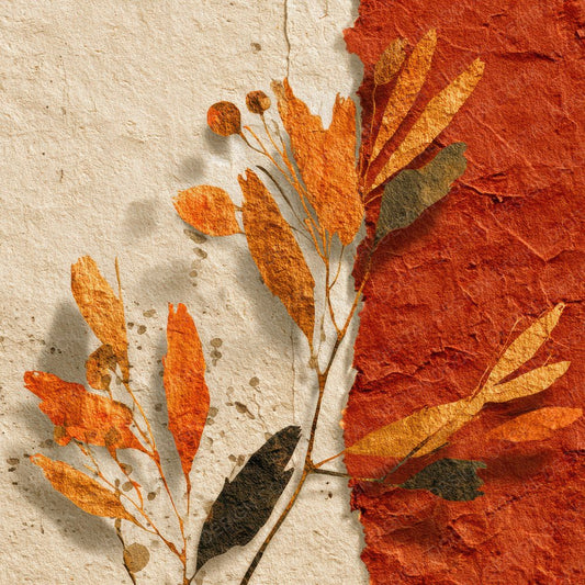 Clay Ochre Olive Branch Digital Paper Pack (DDD000982)
