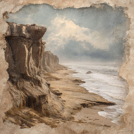 Cliff Coast Earth Erosion Tide Digital Paper Pack (DDD000989)