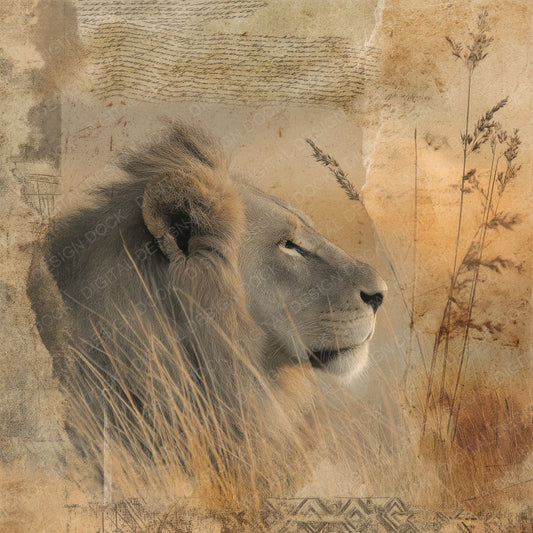 Collage African Lion Textures Digital Paper Pack (DDD001022)