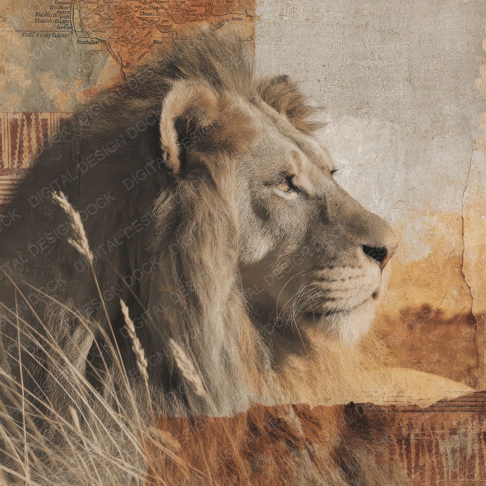 Collage African Lion Textures Digital Paper Pack (DDD001022)