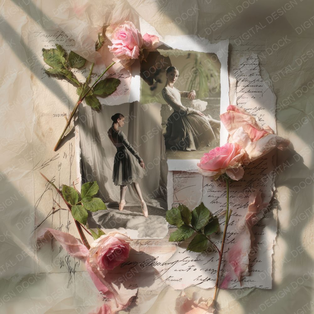 Collage Ballet Rose Muse Digital Paper Pack (DDD001030)