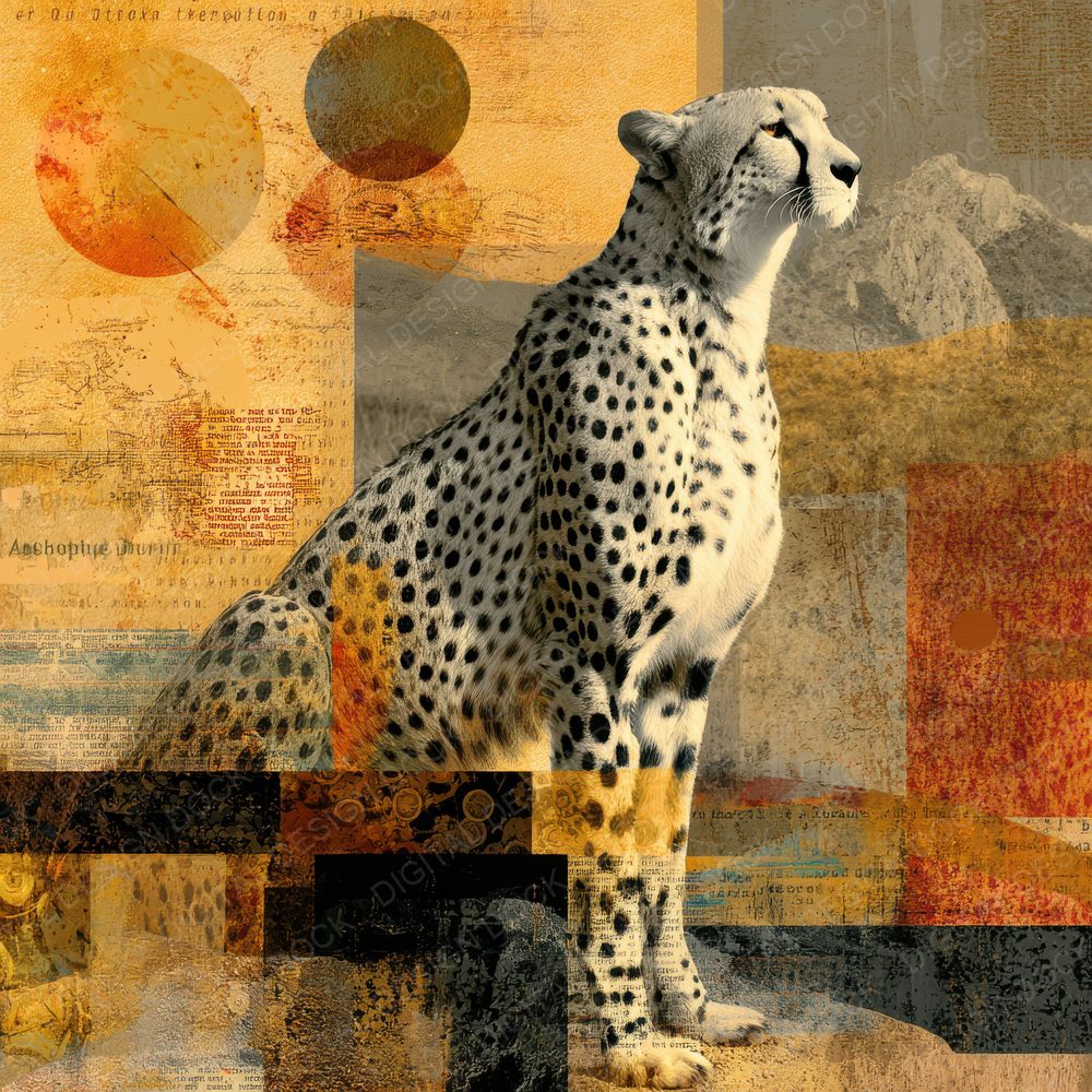Collage Cheetah Savanna Texture Digital Paper Pack (DDD001041)