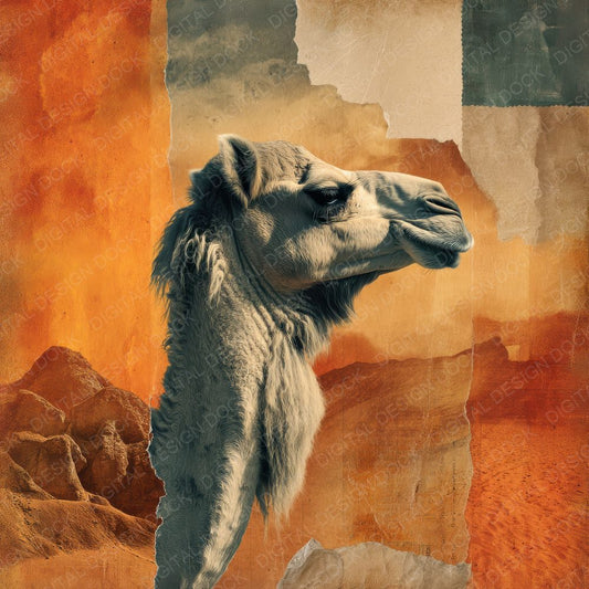 Collage Desert Camel Patterned Digital Paper Pack (DDD001049)