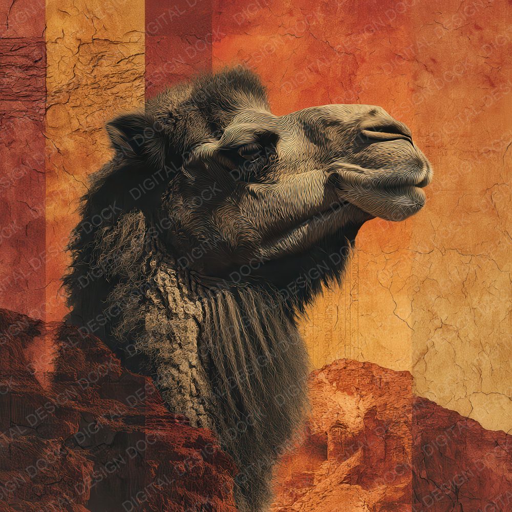 Collage Desert Camel Patterned Digital Paper Pack (DDD001049)