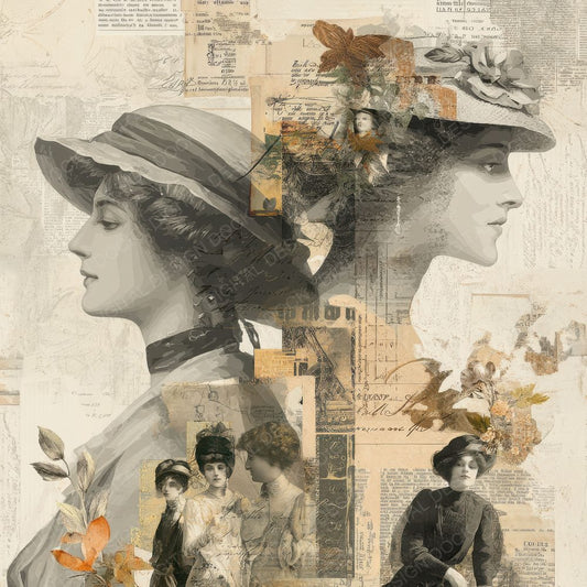 Collage Fashion Profile Notes Digital Paper Pack (DDD001058)
