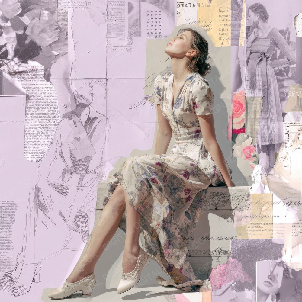 Collage Feminine Pose Patch Digital Paper Pack (DDD001060)