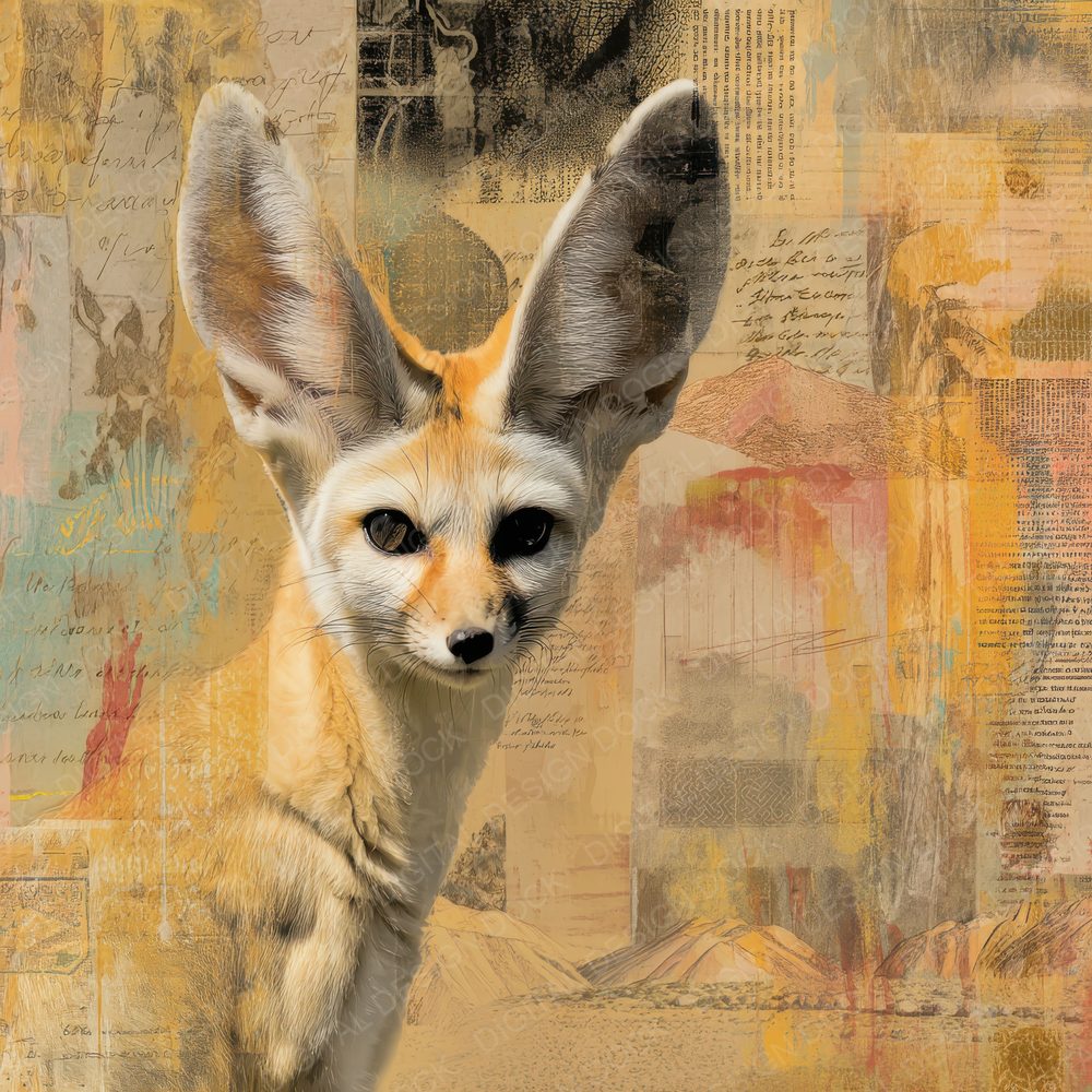 Collage Fennec Fox Desert Map Digital Paper Pack (DDD001061)