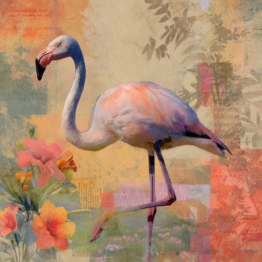 Collage Flamingo Wetland Texture Digital Paper Pack (DDD001063)