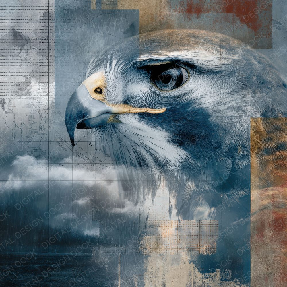 Collage Hawk Sky Print Mixed Digital Paper Pack (DDD001072)