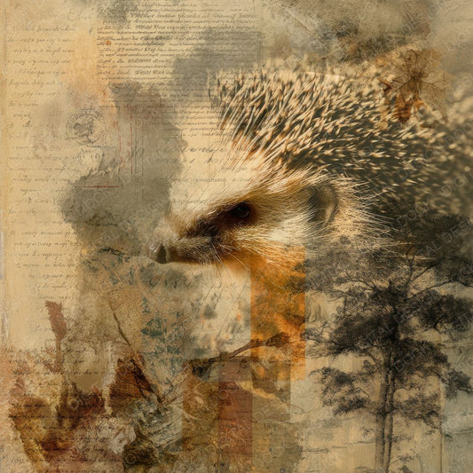 Collage Hedgehog Woodland Field Digital Paper Pack (DDD001073)