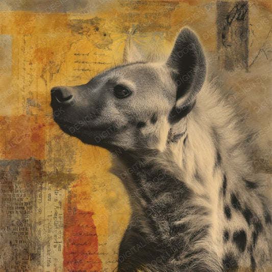 Collage Hyena Savanna Tracks Digital Paper Pack (DDD001075)
