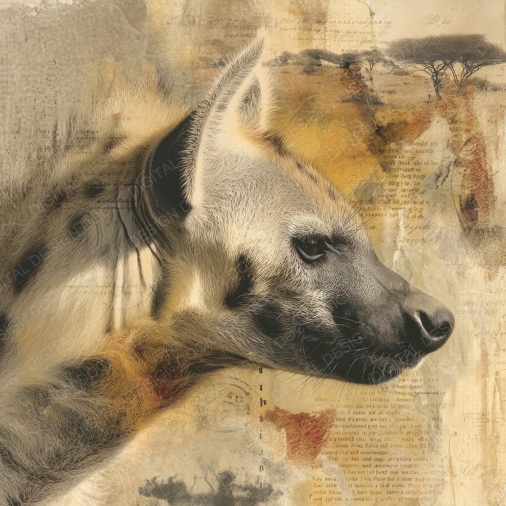 Collage Hyena Savanna Tracks Digital Paper Pack (DDD001075)