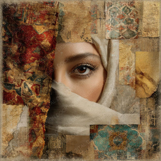 Collage Istanbul Golden Mosaic Digital Paper Pack (DDD001079)