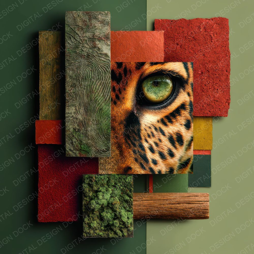 Collage Jaguar Rainforest Map Digital Paper Pack (DDD001080)