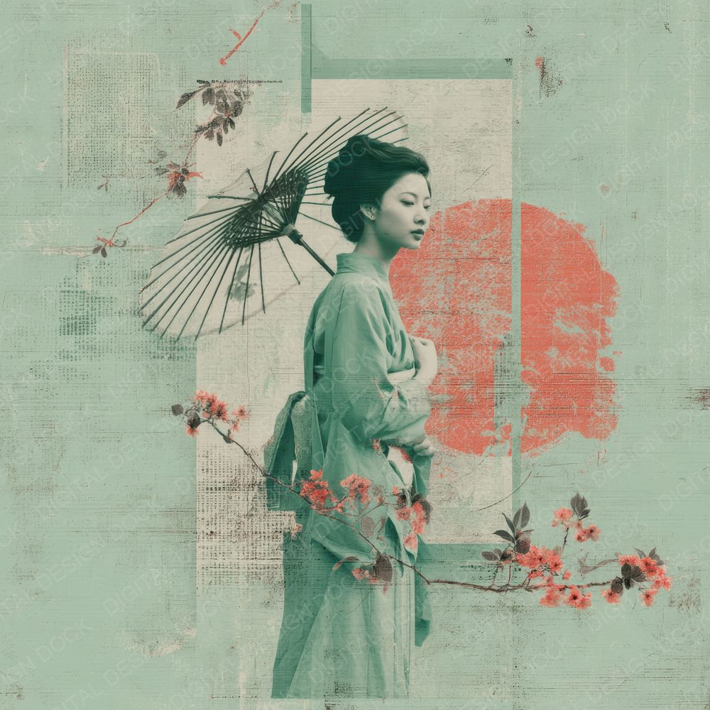 Collage Japanese Grace Print Digital Paper Pack (DDD001081)