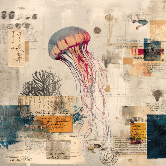 Collage Jellyfish Ocean Depth Digital Paper Pack (DDD001082)