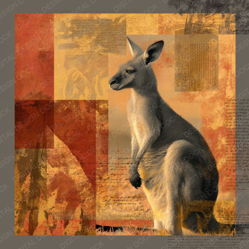 Collage Kangaroo Outback Terrain Digital Paper Pack (DDD001083)