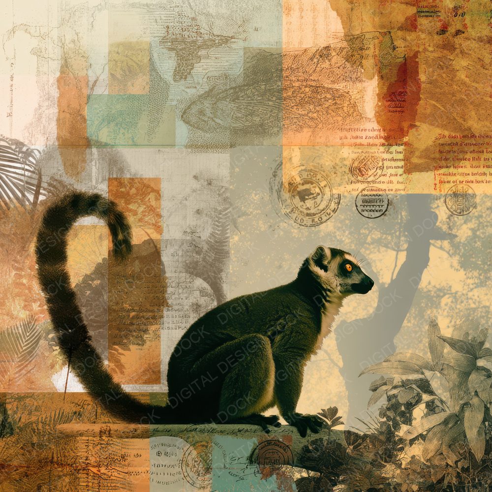 Collage Lemur Madagascar Canopy Digital Paper Pack (DDD001085)