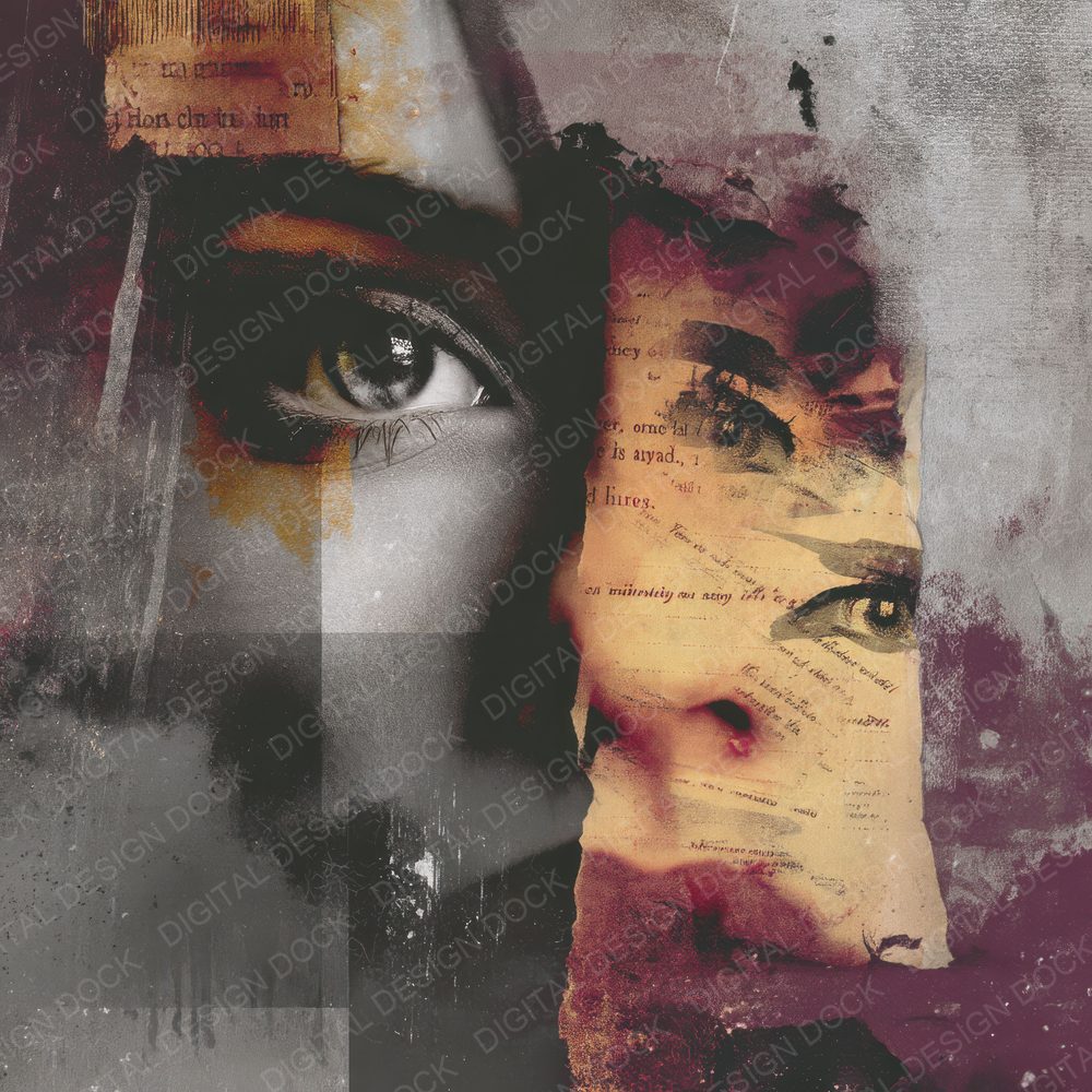 Collage Melancholy Ink Glimpse Digital Paper Pack (DDD001099)