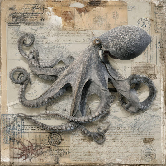 Collage Octopus Sea Terrain Digital Paper Pack (DDD001115)