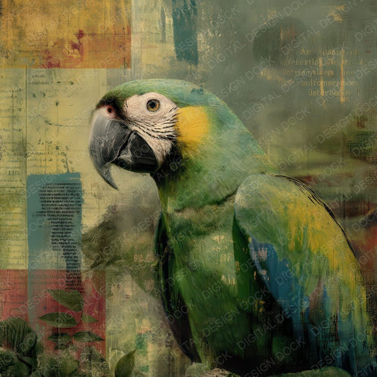 Collage Parrot Rainforest Colour Digital Paper Pack (DDD001128)