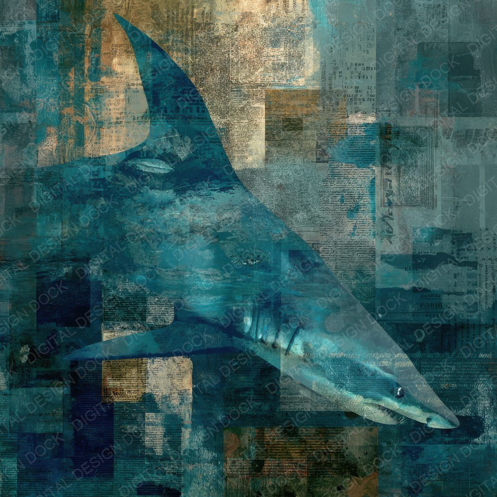 Collage Shark Open Ocean Digital Paper Pack (DDD001153)