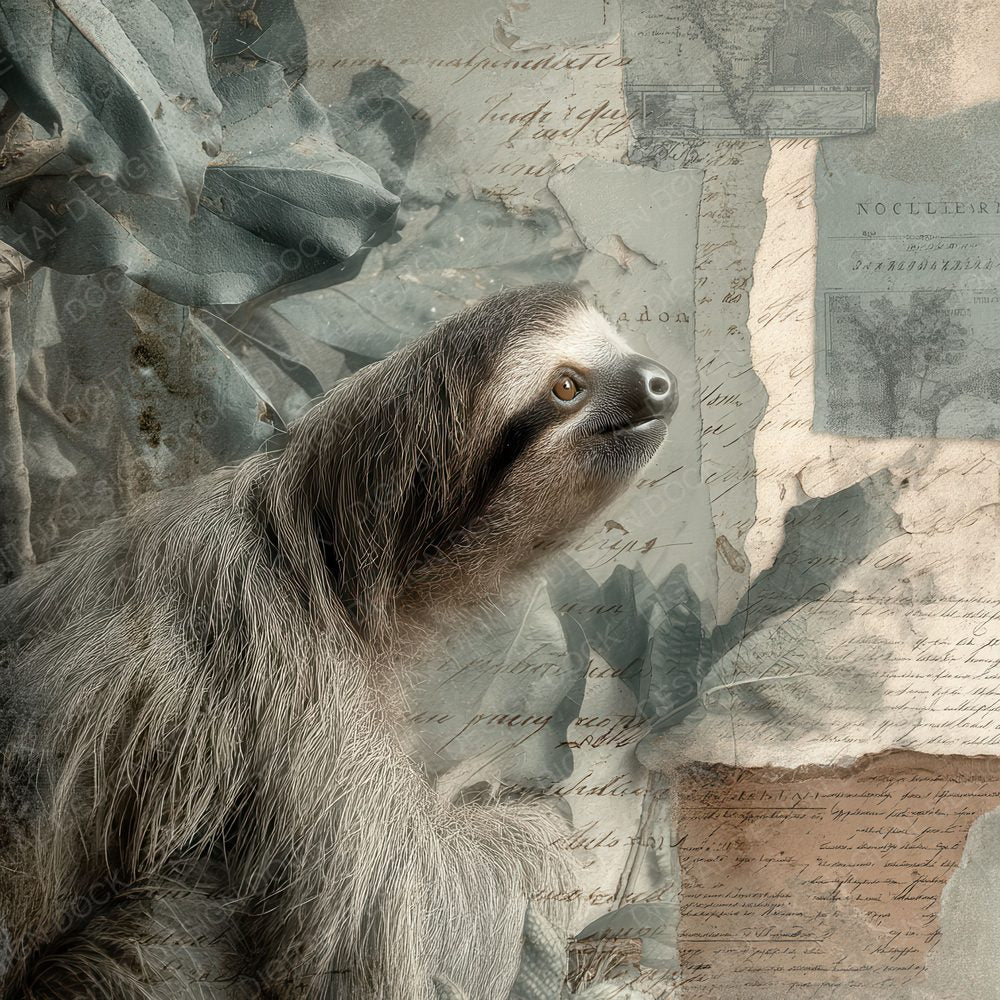 Collage Sloth Rainforest Texture Digital Paper Pack (DDD001155)