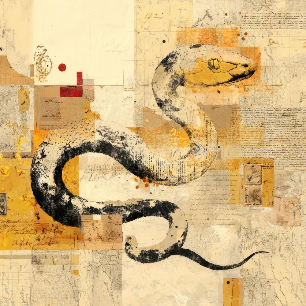 Collage Snake Desert Abstract Digital Paper Pack (DDD001156)