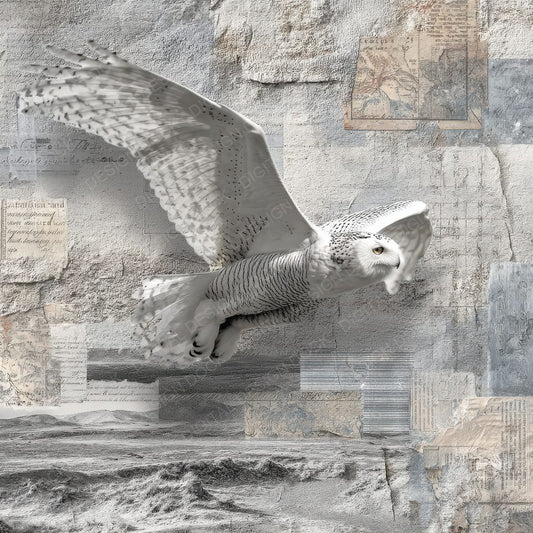 Collage Snowy Owl Arctic Map Digital Paper Pack (DDD001157)