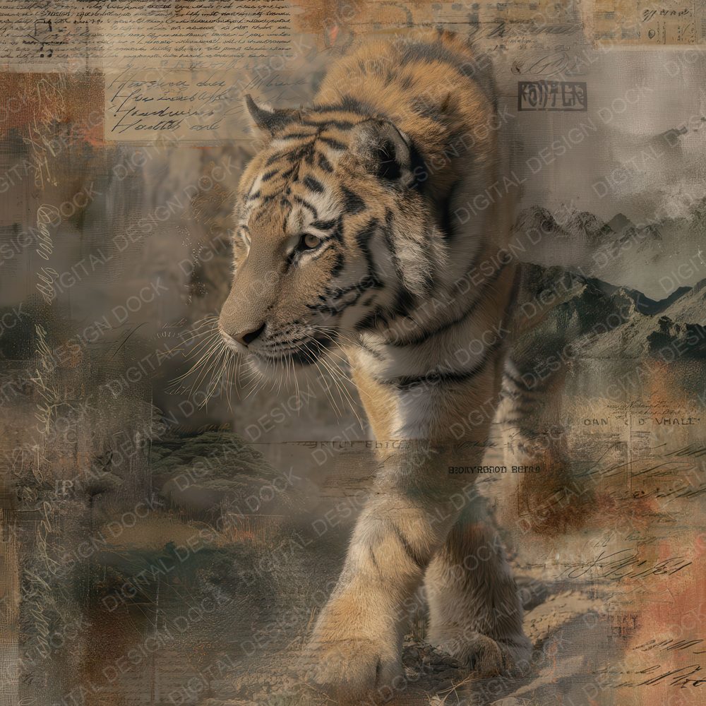 Collage Tiger India Habitat Digital Paper Pack (DDD001167)