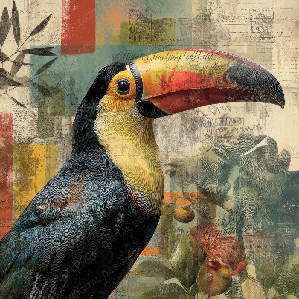 Collage Toucan Tropical Canopy Digital Paper Pack (DDD001170)