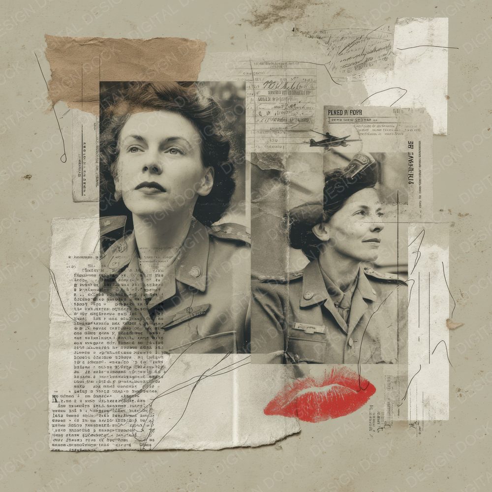 Collage Wartime Woman Valor Digital Paper Pack (DDD001179)