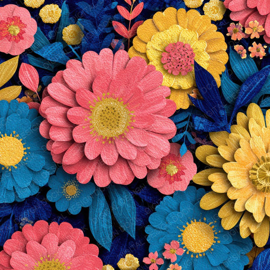 Coral Cobalt Lemon Cutout Digital Paper Pack (DDD001243)