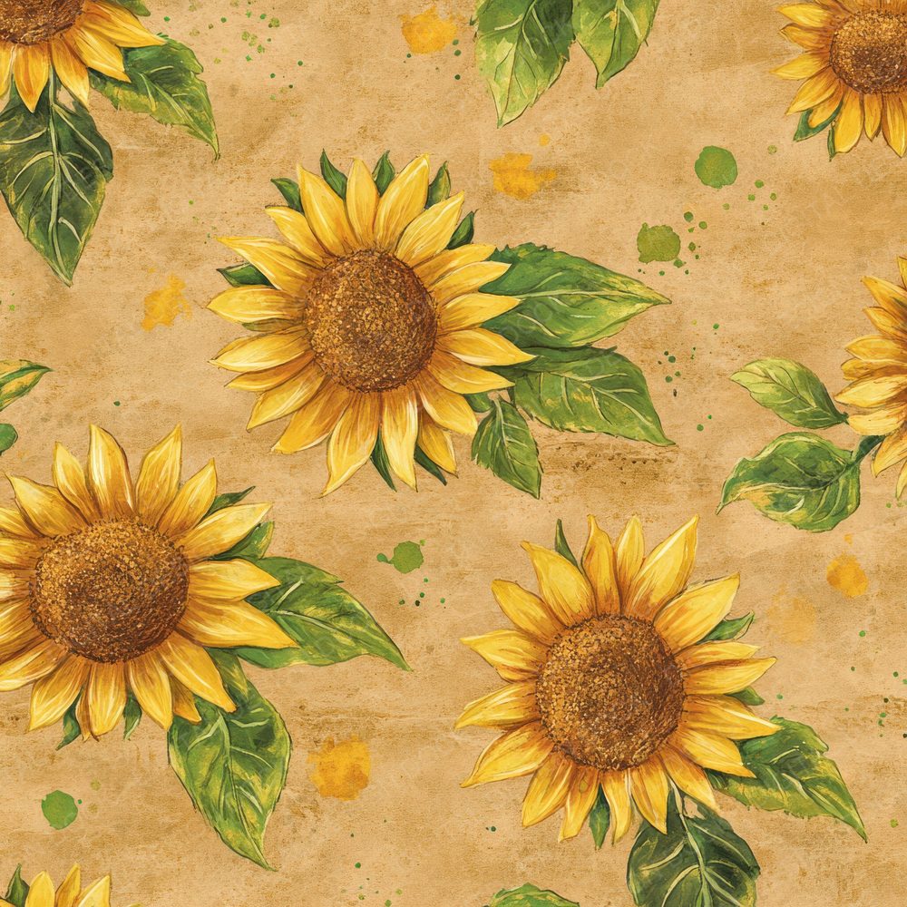 Crayon Sunflower Kraft Digital Paper Pack (DDD001316)